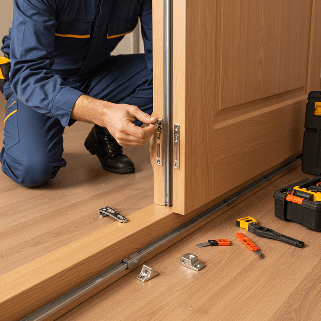 Manutenção em porta de madeira