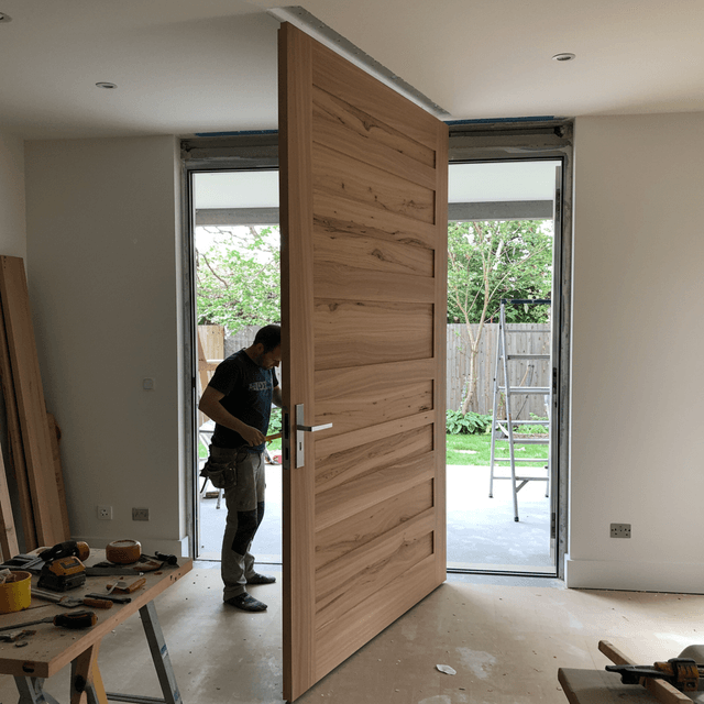 Instalação de porta de madeira